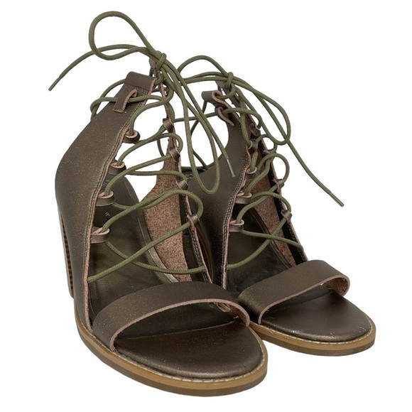 Free People Heels Women's 11 Bronze Gold Lace Up Open Toe Gladiator Pumps - Picture 8 of 17